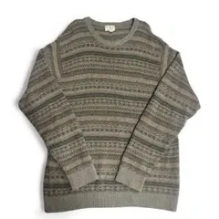 エルエルビーン ニットセーター 総柄 ブラウン メンズM