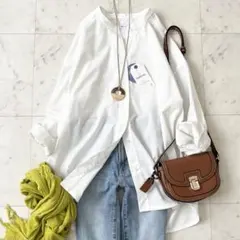 タグ付き未使用♪2026SS シップスエニィ　シャツ　コットン混　バンドカラー