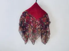 ペイトンプレイス絹シルク100％ショールスカーフ花柄赤