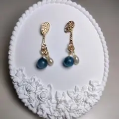 ハンドメイド 天然石と淡水パールピアス
