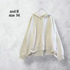 アンドアール 鹿の子編み風 ニットパーカー アイボリー ゆるだぼ 春秋 H777