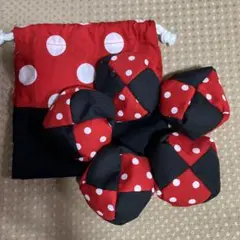 お手玉5個と収納用巾着袋　⑮ ハンドメイド