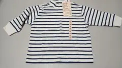 無印良品　ネイビー　ストライプ ハイネック 長袖Tシャツ 80　新品未使用　起毛