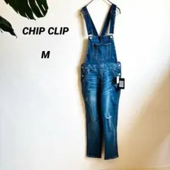 チップクリップ デニム サロペット オーバーオール　M インディゴ しまむら