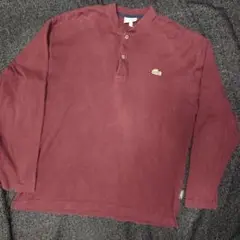 Lacoste バーガンディ ヘンリーネック長袖ポロシャツ大沢商会80s90s
