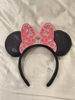 ミニーマウス耳カチューシャ スパンコール付き ディズニー
