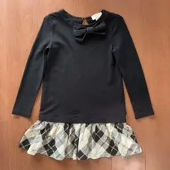 kate spade ワンピース 116/6Y 黒/チェック柄