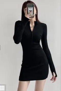 GRL サムホール付きリブニットミニワンピース[ks021]