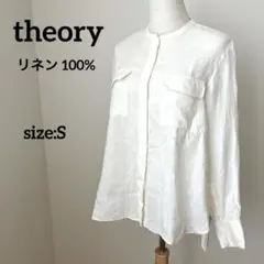 theory　ポケットディテールブラウス　リネン　バンドカラー　24ss　Sのサムネイル