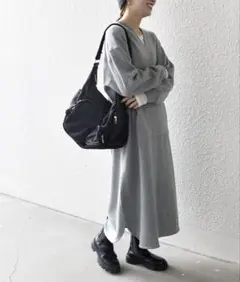 SHIPS any USA コットン 裏起毛 ポケット スウェット ワンピース