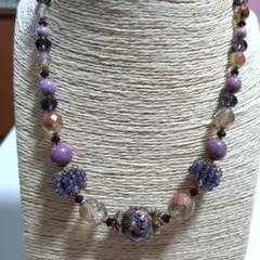 ライクアチャーム　ベネチアンビーズネックレス　パープル系