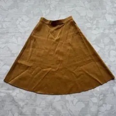 [リバーシブル Aラインスカート]キャメル ネイビー 2WAY フレア ミディ丈