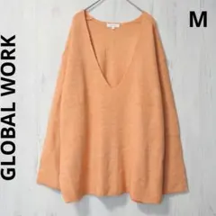 グローバルワーク ニット セーター オレンジ Vネック オーバーサイズ 春カラー