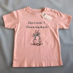 『新品　未使用』うさぎプリント Tシャツ ピンク 130cmのサムネイル