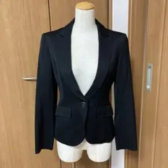 黒 テーラードジャケット シングルボタン