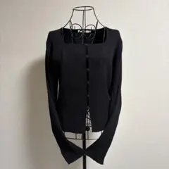 AMERICAN HOLIC スクエアネック カーディガン　L 黒　ブラック