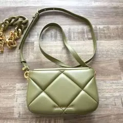 チャールズ アンド キース 2way オリーブグリーン ハンドバッグ