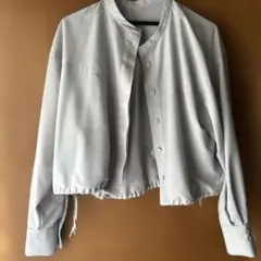 美品⭐︎earth ライトグレー 長袖シャツ ノーカラー　Fサイズ