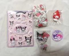 マイメロ クロミ 5点セット ふわふわ シール シュシュ アクキー キーホルダー