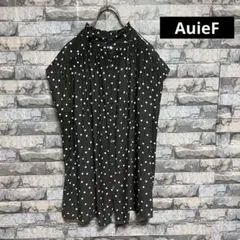 AuieF アウィーエフ　ドット ノースリーブ ブラウス　フリル襟　シェルボタン