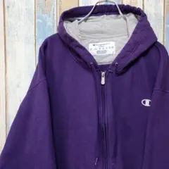 1278☆チャンピオン☆ジップアップスウェットパーカー☆ワンポイント刺繍ロゴ☆紫