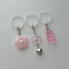 【388】めじるしアクセサリー アンブレラマーカー チャーム 3点セット ピンク
