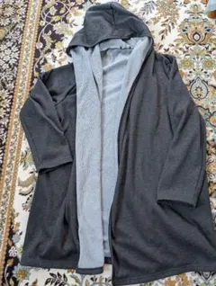 グレー フード付きロングコート M-Lサイズ