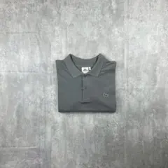 LACOSTE 半袖ポロシャツ 11R グレー ワニロゴ くすみ色 古着 鹿の子