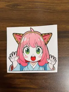 スパイファミリー　アーニャ 猫耳 ステッカー 車用 防水 13cm