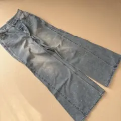PAGEBOYラインストーン付き ワイドデニムパンツ ライトブルー レディース