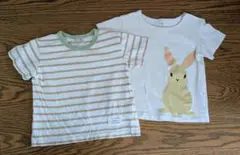 petit mainボーダー/無印良品ウサギ Tシャツ 2枚セット 80cm