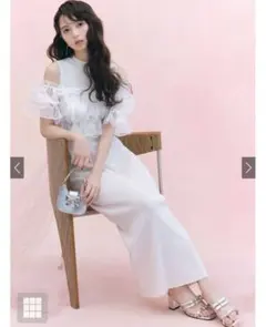 Grlオーガンジートップスリブニットワンピースセットアップ ru1096