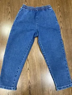 GU 130cm ストレッチデニムシェフパンツ ブルー