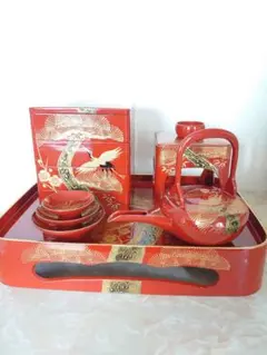 会津塗 屠蘇器 お屠蘇セット 四ツ揃 伝統工芸品 重箱 屠蘇セット 会津漆器 天然木 うるし塗装 7ツ揃 参考価格30万円