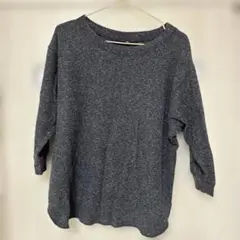 UNIQLO ワッフルクルーネックT ７部袖　ダークグレー