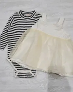 2着セット⭐プティマイン　ロンパース、ワンピース　80サイズ(70.75～)