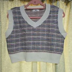 WEGO チェック柄 ニットベスト M