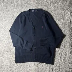 ラルフローレン　カーディガン　ニット　セーター　ワンポイント刺繍　ロゴ刺繍　古着