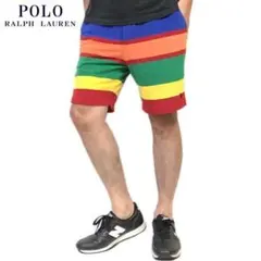 美品 正規 Ｓ相応 ポロ ラルフローレン ストライプド テリー ショートパンツ