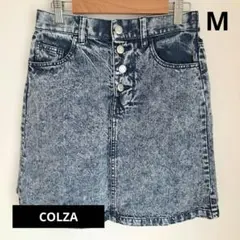 美品★ハニーズ【COLZA】前ボタン デニムミニスカート M ケミカルウォッシュのサムネイル