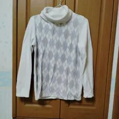 アーガイル柄タートルネック長袖セーター