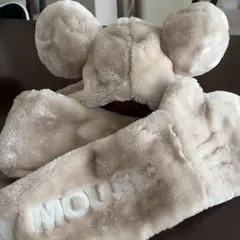 ミッキーマウス 耳付きフリース帽子