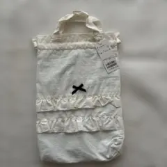 【新品】フリル リボン シューズバッグ ホワイト