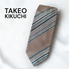 TAKEO KIKUCHI サテンモガドール ネクタイ シルク グレージュ