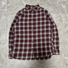 UNIQLO ネルシャツ 長袖シャツ チェック柄 Sサイズ ボルドー系 g43