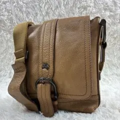 BURBERRY ショルダーバッグ レザー ノバチェック ブラウン