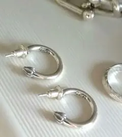 シルバー925クロスフープピアス