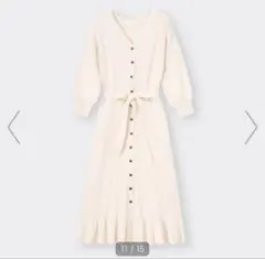 GU リブベルテッドロングカーディガン(7分袖)Z ジーユー ロングワンピース