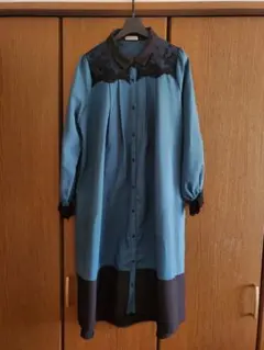 axes femme 青黒 レースディテール ワンピース F