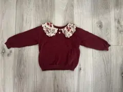 フラワー刺繍付き襟 トップス